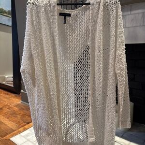 Melissa & Marley Open Knit Cardigan | White Lightweight Layering Sweater | Size